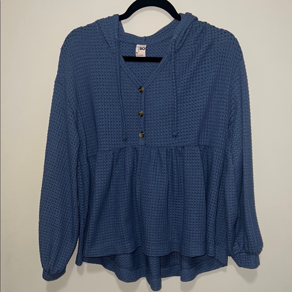 SO Blue Long Sleeve Boxy Blouse